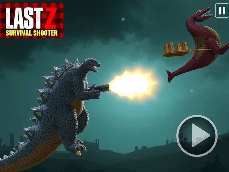 Last Z Survival Shooter Godzilla boss battle scene showing players fighting a giant kaiju